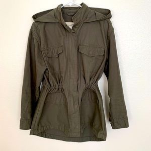 Cargo jacket in olive, size medium.